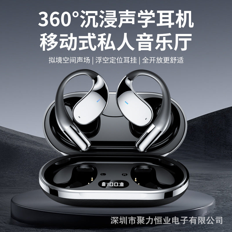 Wireless Bone Conduction Headphones Bluetooth 5.4, Open Ear Sports Earbuds with 80H Battery & LED Display, Stereo Bass Noise Cancelling Mic, Ideal Father's Day Gift for, Independence Day Gift
