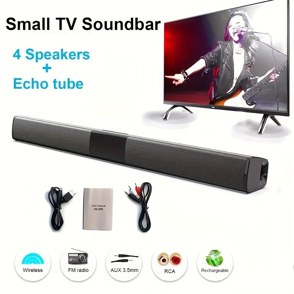 [Surround Soundbar] 1pc Digital 5.1 Surround Sound Bar for Smart TV, High Power 4 Speaker System Bathroom Radio - Wireless Enhanced Home Theater System with Adjustable Speakers & Subwoofer, Can Be Used for PC Games Projectors, Remote Control