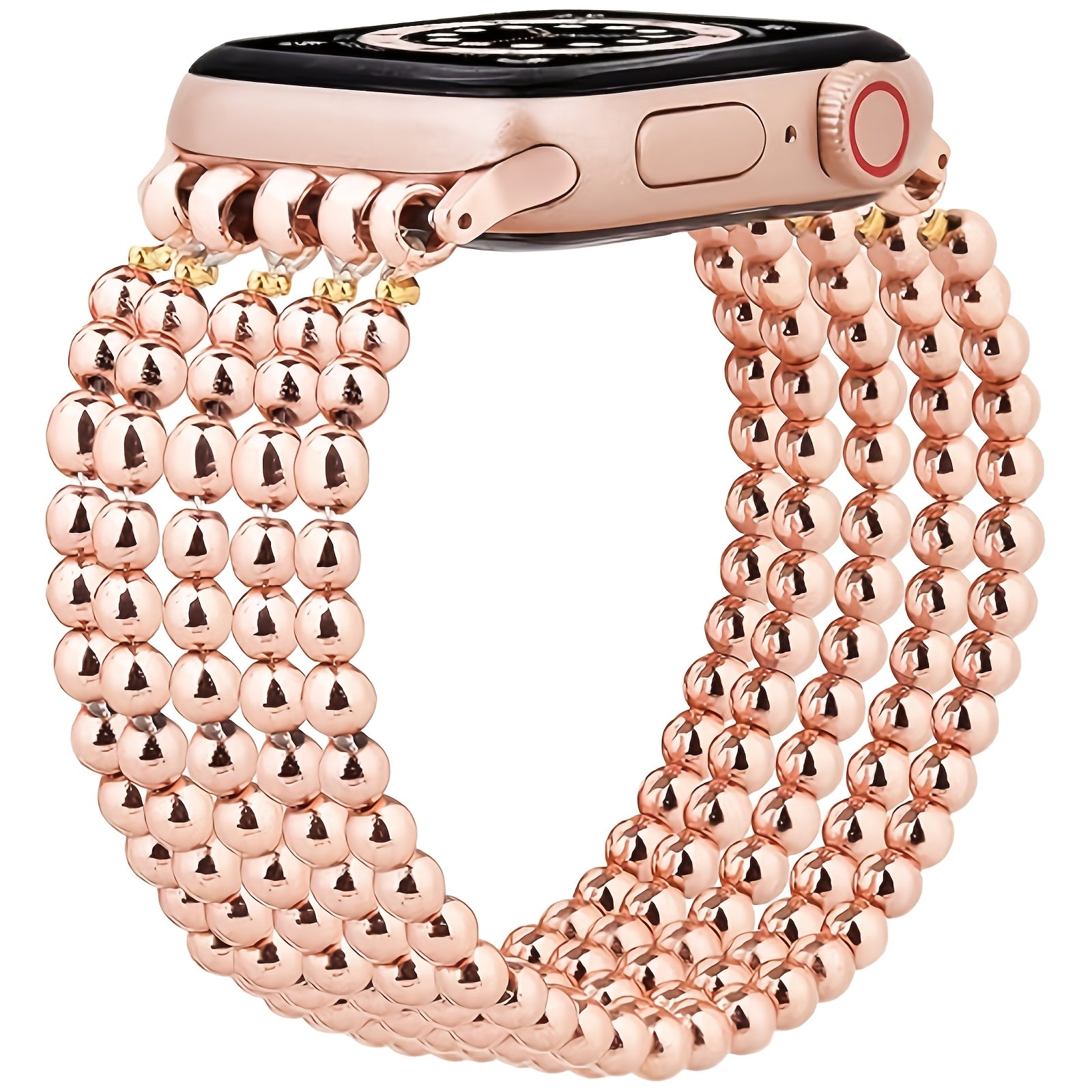 Compatible with for Apple Watch 38Mm 40Mm 41Mm/45Mm 44Mm 42Mm Stainless Steel Beaded Bracelet Women Girls, Fashion Handmade Elastic Stretch Strap for Iwatch Series 11/10/9/8/7/6/5/4/3/2/1/SE 3 2 1/Ultra 3 2 1