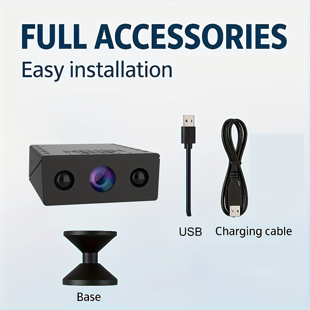 Full HD Mini Wireless Security Camera Night Vision Motion Detection Voice Recording Capability Built-In AP Hotspot No Internet Needed Easy Install Cloud Storage for Home Apartment Garage Porch Baby Pet Black Wireless Surveillance Camera