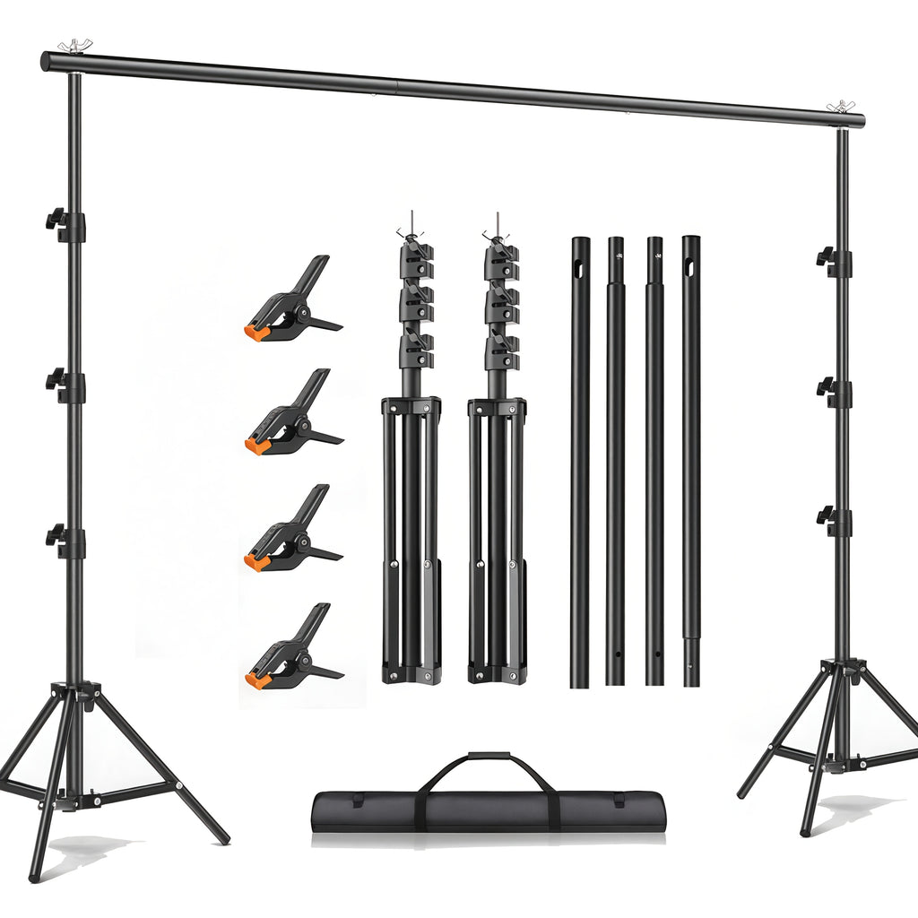 10X10ft/ 6.5X6.5ft Multi-size Adjustable Heavy Duty Backdrop Stand Kit - Sturdy Structure, Quick Setup for Weddings, Parties & Photo Studio