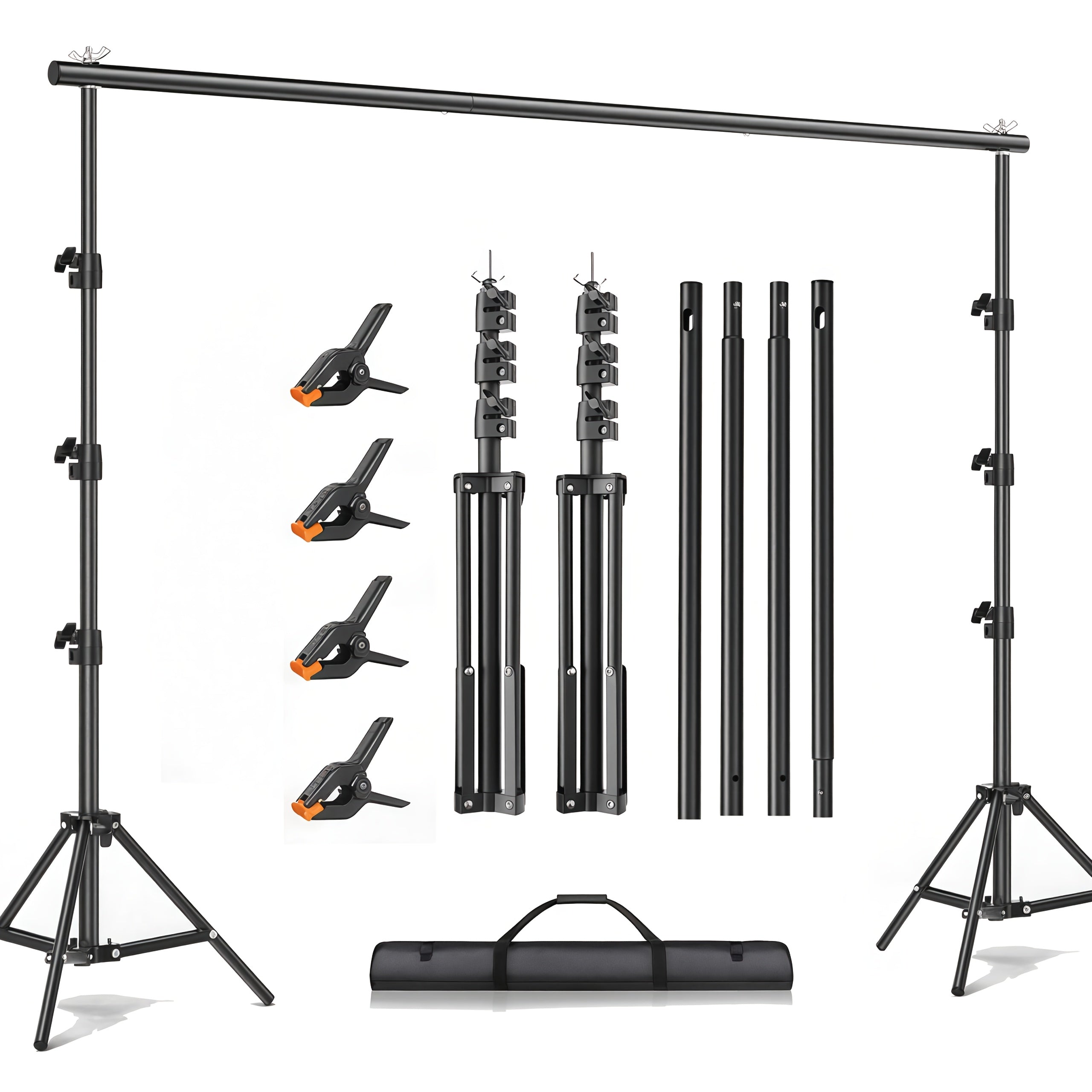 10X10ft/ 6.5X6.5ft Multi-size Adjustable Heavy Duty Backdrop Stand Kit - Sturdy Structure, Quick Setup for Weddings, Parties & Photo Studio