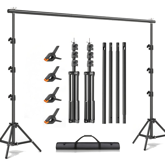 10X10ft/ 6.5X6.5ft Multi-size Adjustable Heavy Duty Backdrop Stand Kit - Sturdy Structure, Quick Setup for Weddings, Parties & Photo Studio