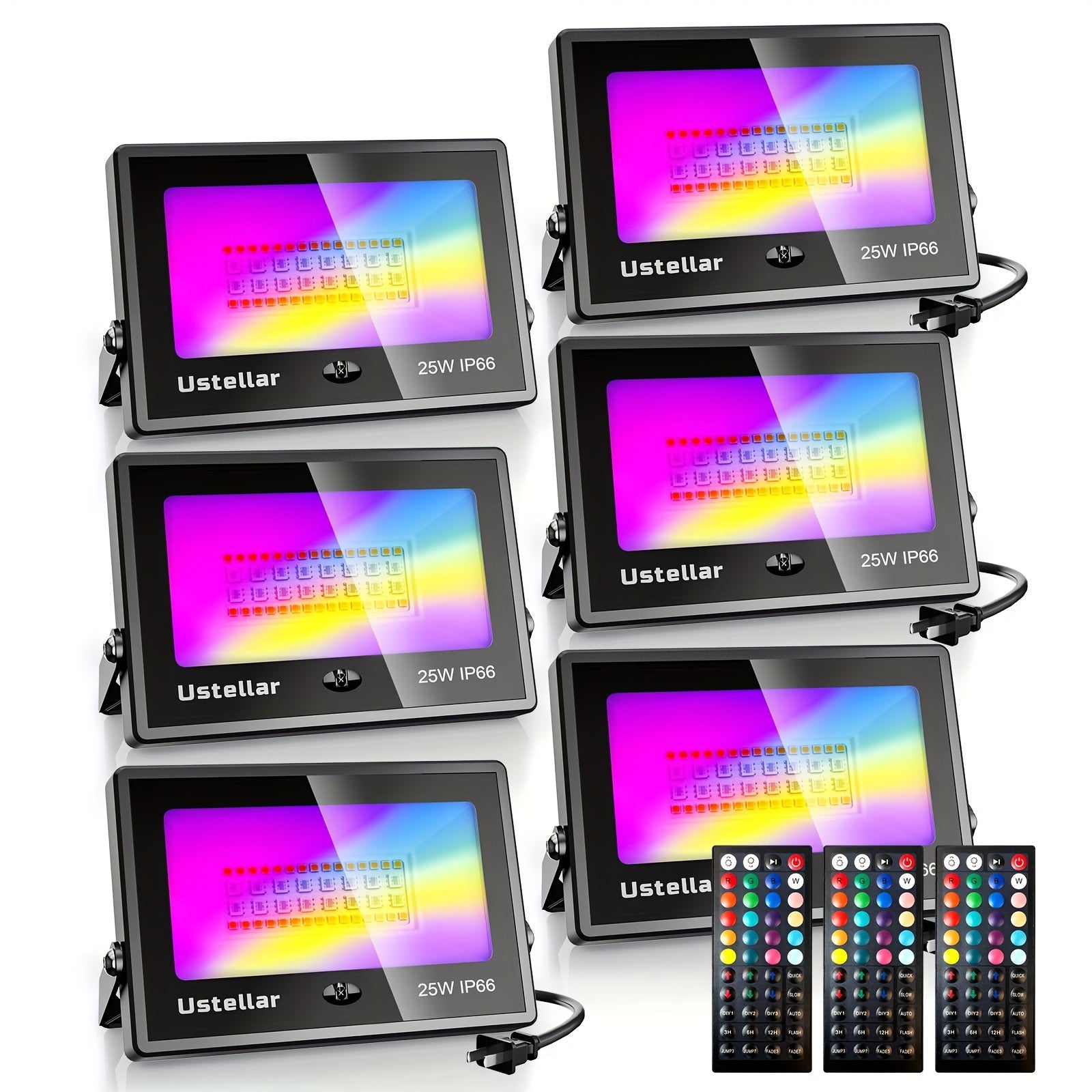 25W RGB Color Changing LED Flood Lights Indoor Room Outdoor Halloween Party Exterior Uplighting Landscape Spotlight Floor Uplight Colored Floodlight Wall Washer LED Stage Lighting 1 Pack 2 Packs 4 Packs