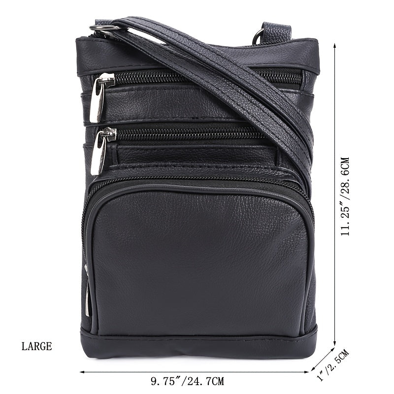 Genuine Leather Shoulder Bag, Super Soft First-layer Cow Leather Crossbody Bag, Multi-functional Smartphone And Computer Storage Bag, 3 Sizes And Many Colors