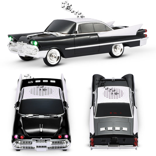 Fuzix WS-1965 Car Bluetooth Portable Speaker, Retro Car-Style Wireless Stereo Speaker with LED Headlights and Taillights, AUX/USB/TF/FM Radio Playback, Rechargeable Battery, High-Power Clear Sound, Multiple Playback Modes, Perfect Festival Gift, Ideal for