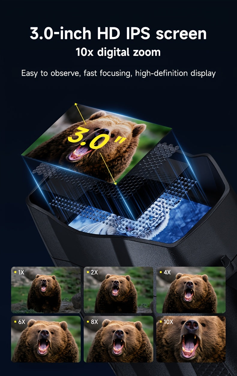 Outdoor Night Vision Goggles with Built-in 3W Illuminator- 200MP HD, 10X Digital Zoom, 5W IR Light, 6H Battery-Ideal for Hunting, Survival & Nighttime Adventures, Night Goggles for Hunting, Outdoor Adventure Equipment, Nighttime Observation, Handsfree Vie