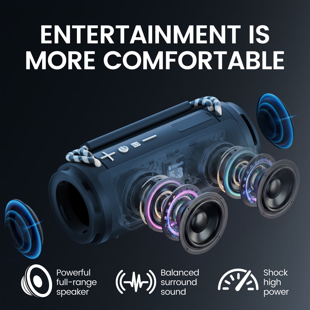 Wireless Speaker High Quality Portable Audio with RGB HD Sound Durable Design Built In Carry Strap And Rechargeable Battery for Sports/Home/Party/Valentine's Day/Anniversary/Gifts/Travel