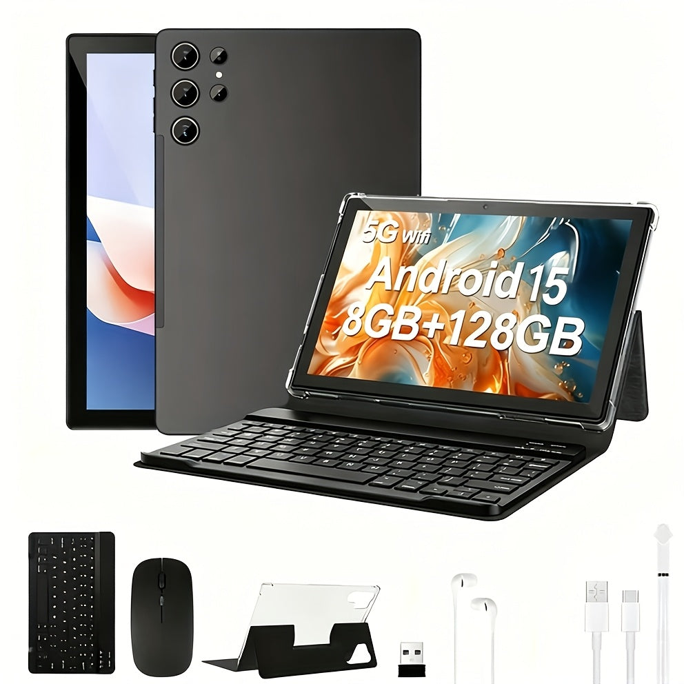 [2 In 1 Tablet] Android 15 Tablet Latest Tablets, 10.1 Inch Tablet 8GB RAM 128GB ROM, 8000Mah Battery 2 In 1 Tablet With Keyboard, Case, Stylus, Tablet PC, 5G Wifi, 5MP+16MP Dual Camera, 1280 * 800 FHD IPS Screen, Tablet, Pad, Tablet, Pad