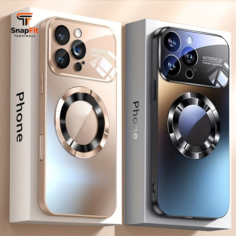 Phone Case: Luxury Matte Titanium Magnetic Wireless Charging Phone Case for iPhone 17 Air 16 15 14 13 12 11 Pro Max Plus Anti-Fingerprint Shockproof Armor Glass Lens Case, Phone Accessories, Fashion Cover, Streamlined Design, High Quality Case
