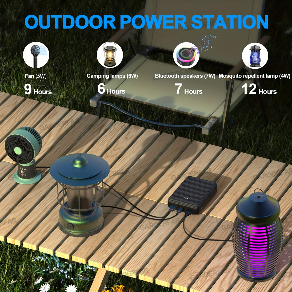 [Large Capacity Power Bank] GAROERFAR 12000mAh Large Capacity Power Bank | 5V/2.4A Emergency Battery Pack, Lightweight Portable Charger for Summer Outdoor Camping Trips - Applicable to Camping Lights, Bicycle Light, Air-conditioned Suit, Phones, Headphone