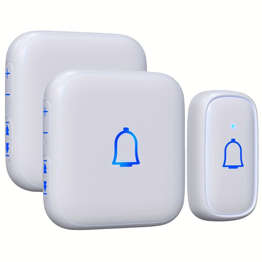 Wireless Doorbell 115dB with 56 Chimes Door Bell Ringer Wireless 1000ft Range Battery Doorbell Chime Kit 7 Levels Volume Mute Mode Doorbells for Home Kid Room Office 1 Button+2 Bell Chime