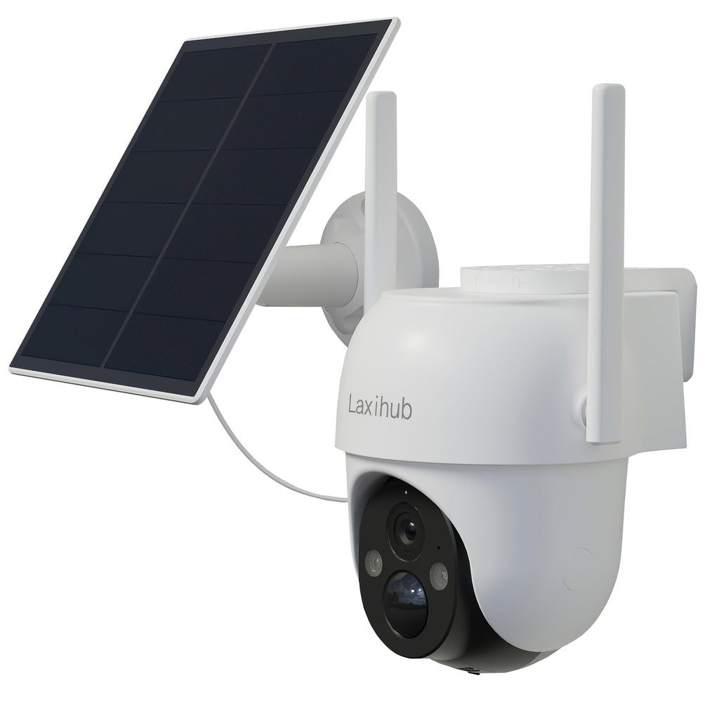 Laxihub GO2T 1296P FHD, 3MP FHD Security Camera Wireless Outdoor, PTZ Solar Wireless Security Camera with AI Human Detection, Wire-Free Battery Solar Powered, Color Night Vison, 2.4G Wi-Fi, 2-Way Audio, Prevent Rainwater Damage, Cloud Storage Outdoor
