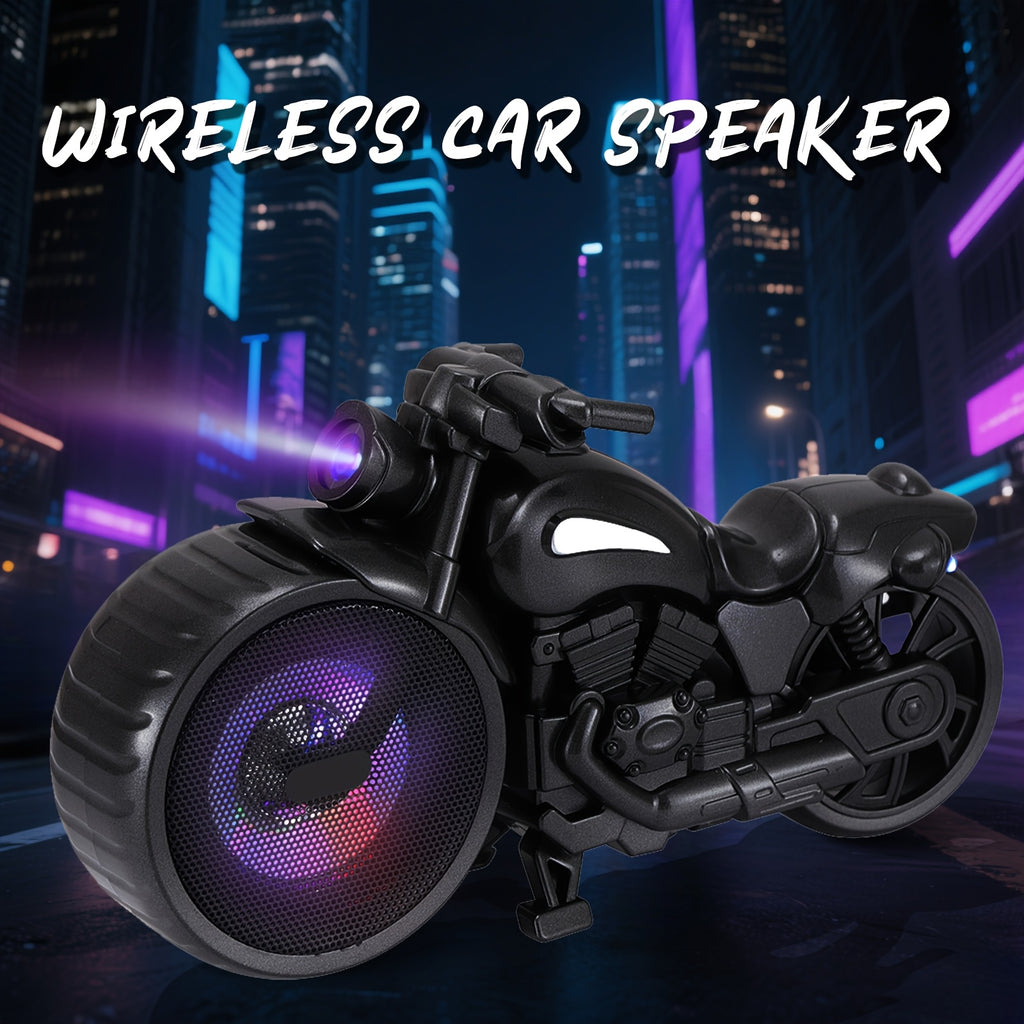 [Black/Red/Sliver Random] Portable Wireless Speaker, Retro Motorcycle Speaker, USB & TF Card Support, Front & Rear Flashing Lights, Stereo Sound, Portable Design for Home & Outdoor Use, Vehicle Audio Upgrade, Modern Car Accessory