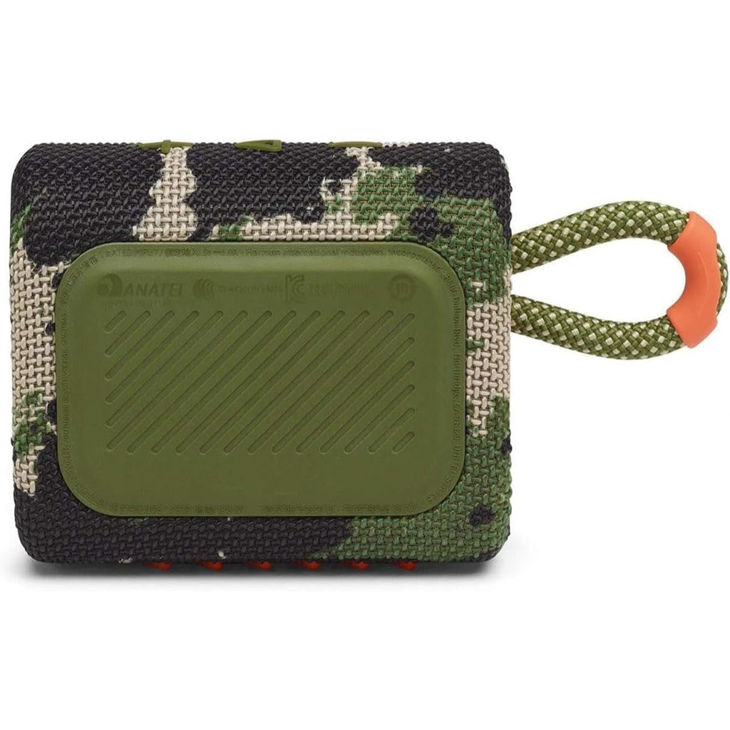 JBL Go 3 Portable Mini Bluetooth Speaker – Big Audio & Punchy Bass in a Pocket-Size Design, IP67 Waterproof & Dustproof for Shower/Beach/Pool, Up to 5 Hours Playtime per Charge, Rugged Fabric & Durable Housing, Integrated Carry Loop, USB-C Fast Recharge,