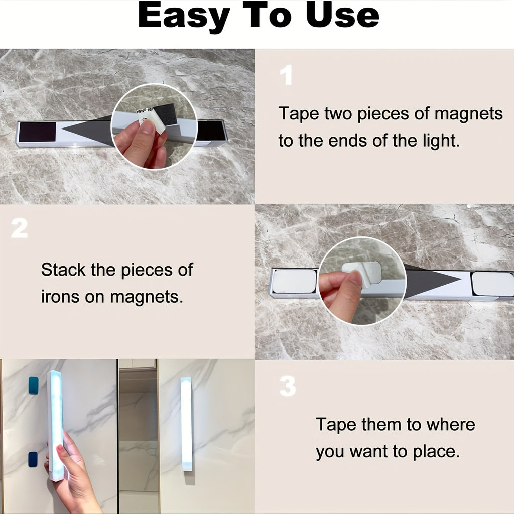[USB Rechargeable Motion Lights] 6pcs Smart LED Motion Sensor Lights, LED Indoor Lighting Strips with USB Rechargeable Magnetic Night Lights, Sizes 3.94In/7.87In/11.81In, Detachable Cabinet Lights, Motion Sensors, Indoor Motion Lights, Stair Lighting, She