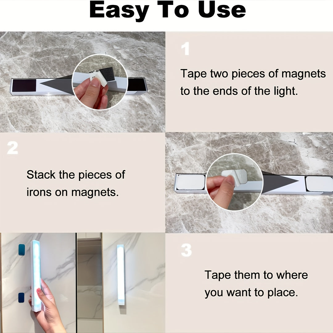 [USB Rechargeable Motion Lights] 6pcs Smart LED Motion Sensor Lights, LED Indoor Lighting Strips with USB Rechargeable Magnetic Night Lights, Sizes 3.94In/7.87In/11.81In, Detachable Cabinet Lights, Motion Sensors, Indoor Motion Lights, Stair Lighting, She