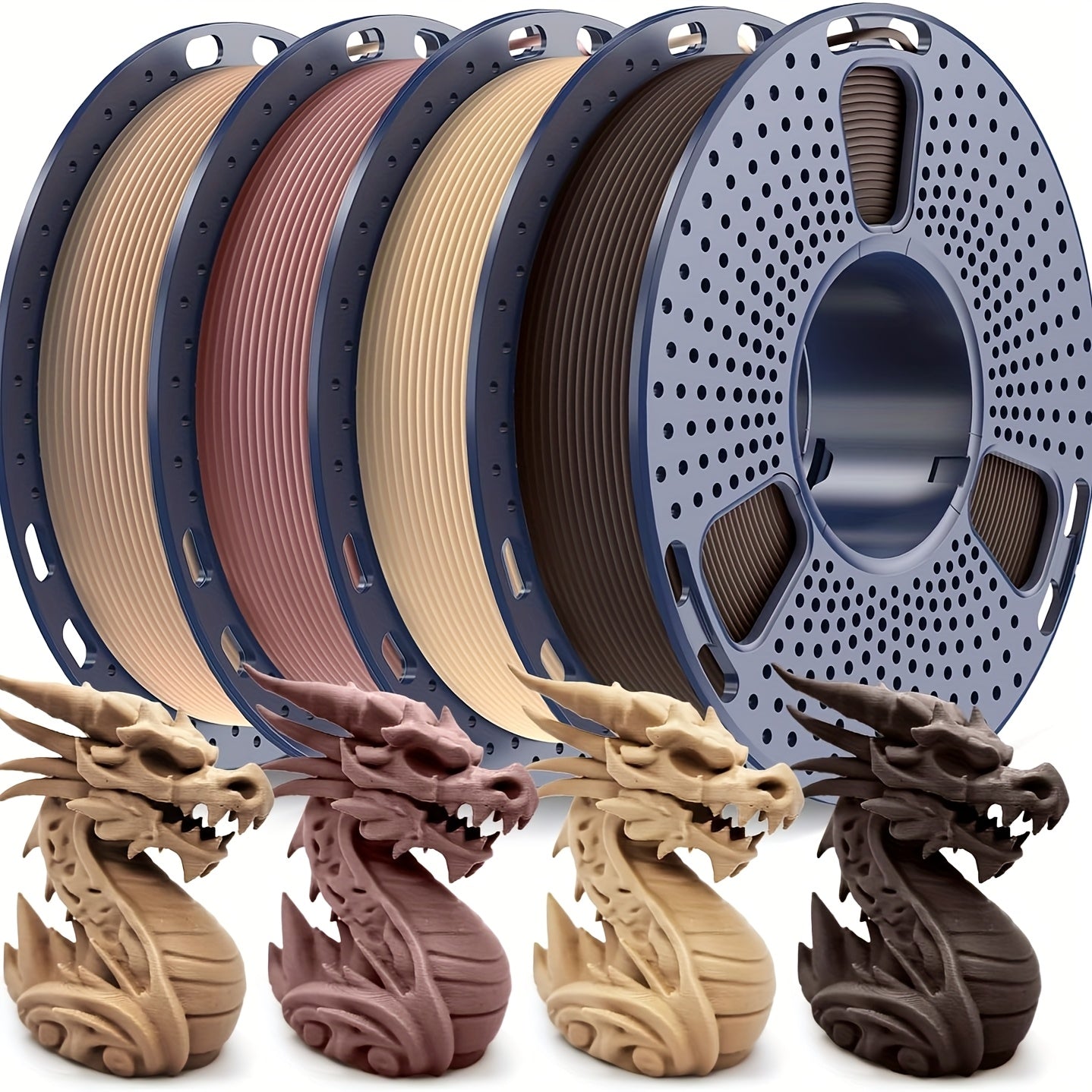 [Wood PLA Filament Bundle] 250G*4 Sunlu Wood PLA Filament Beginner Bundle, SUNLU 3D Printer PLA Wood Filament Neatly Wound, Individually Vacuum Packed, 1.75Mm 250G Spool, 4 Rolls, Walnut+Logs+Cherry+Maple