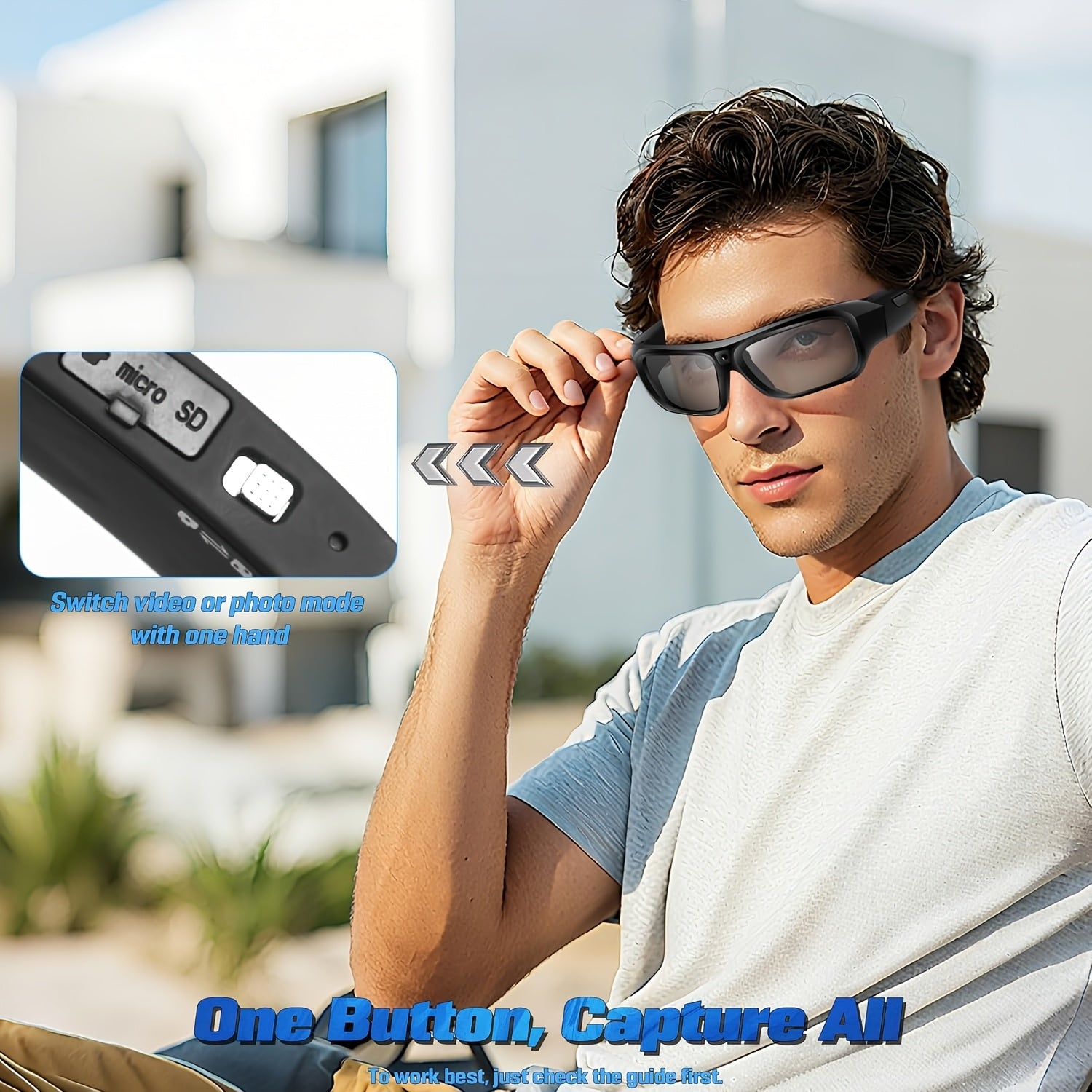 4K HD Camera Glasses, Video Smart Glasses, Body Camera, UHD Sports Camera, Running Recorder Camera, 2-Hour Video Recording Time, Bike Surveillance Video Recorder Action Cam Glasses, Minutes of The Meeting