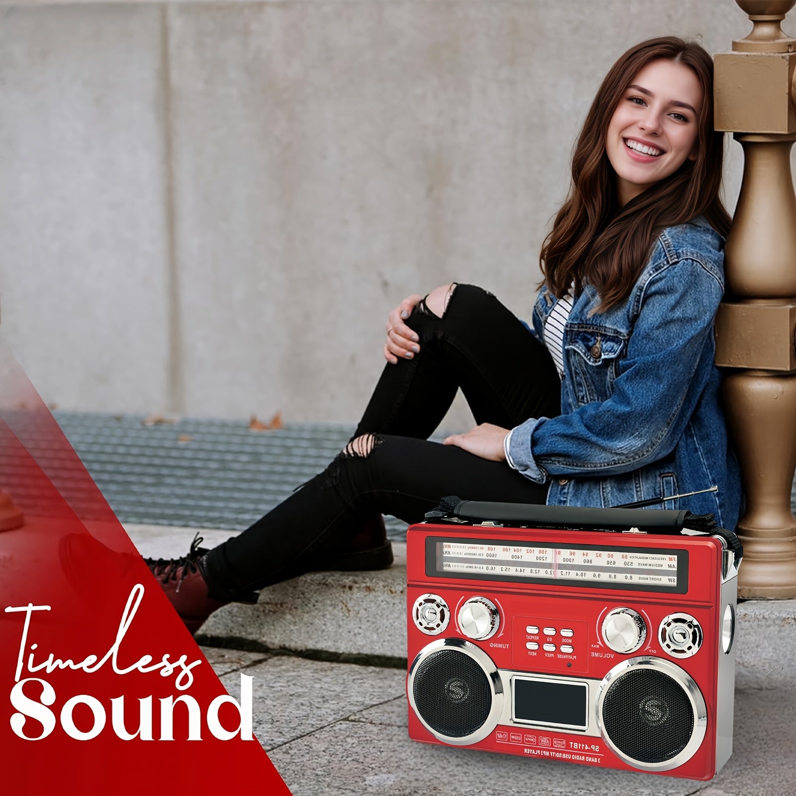 Portable 3-Band Radio with Wireless, Solar Panel, And LED Flashlight, Retro Wireless Speaker, AM/FM/SW Receiver with MP3 Playback, Telescopic Antenna, High Sensitivity, with Leather Handle, AUX/TF/SD, Ideal for Camping