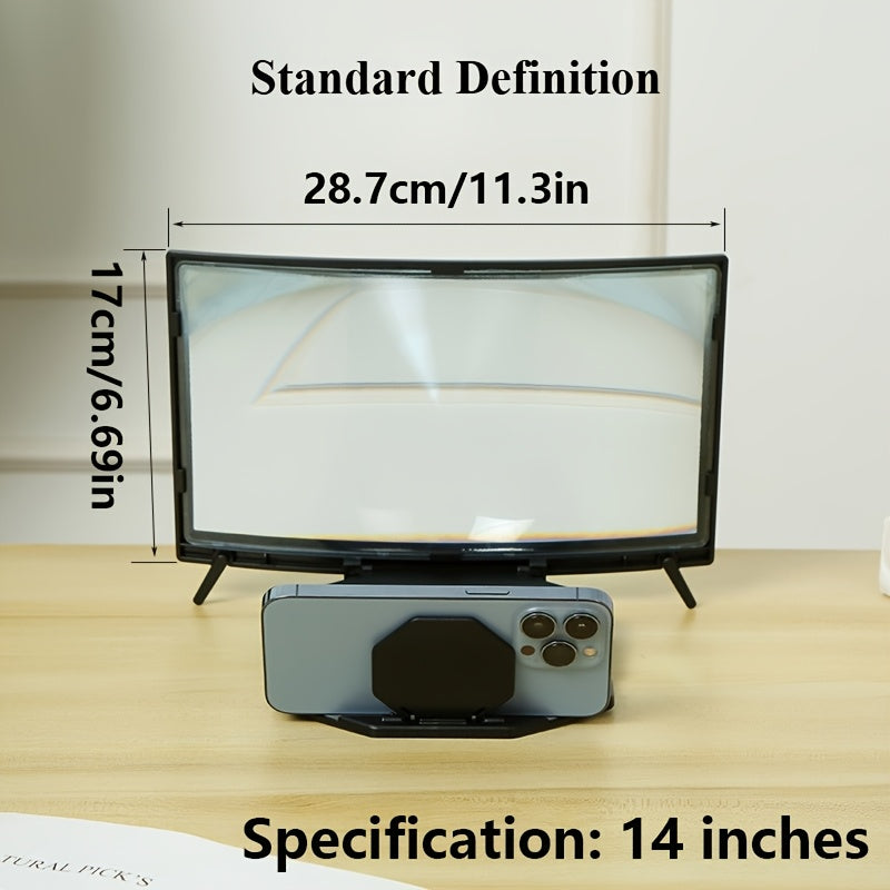 16-Inch HD Curved Phone Magnifier Featuring a Foldable Stand, a Contrast Ratio of 3000:1, And a Wide Viewing Angle of 1080 Degrees. It Is Ergonomically Designed for Watching Movies, Gaming, And Video Calls