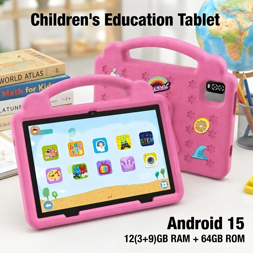 Android 15 10.1-inch Kids' Tablet! 12GB RAM (3+9GB Expansion) And 64GB ROM, Expandable to 1TB, 1280*800 IPS HD Screen, Dual Band WiFi6, 6000mAh Battery, Dual Cameras, Parental Controls, Pre-installed Apps/games, Durable Protective Case Is Included.