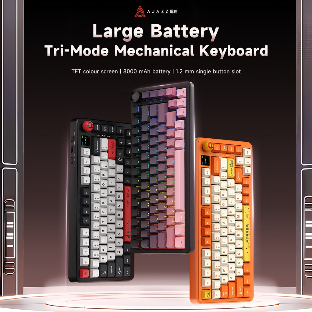 AJAZZ AK820/AK820MAX PLUS 75% (Wired/2.4wireless) RGB Gasket Mechanical Keyboard With Volume Knob, South Facing LED, Poron Foam, PBT Keycaps, Programmable Hot-Swap Keyboard