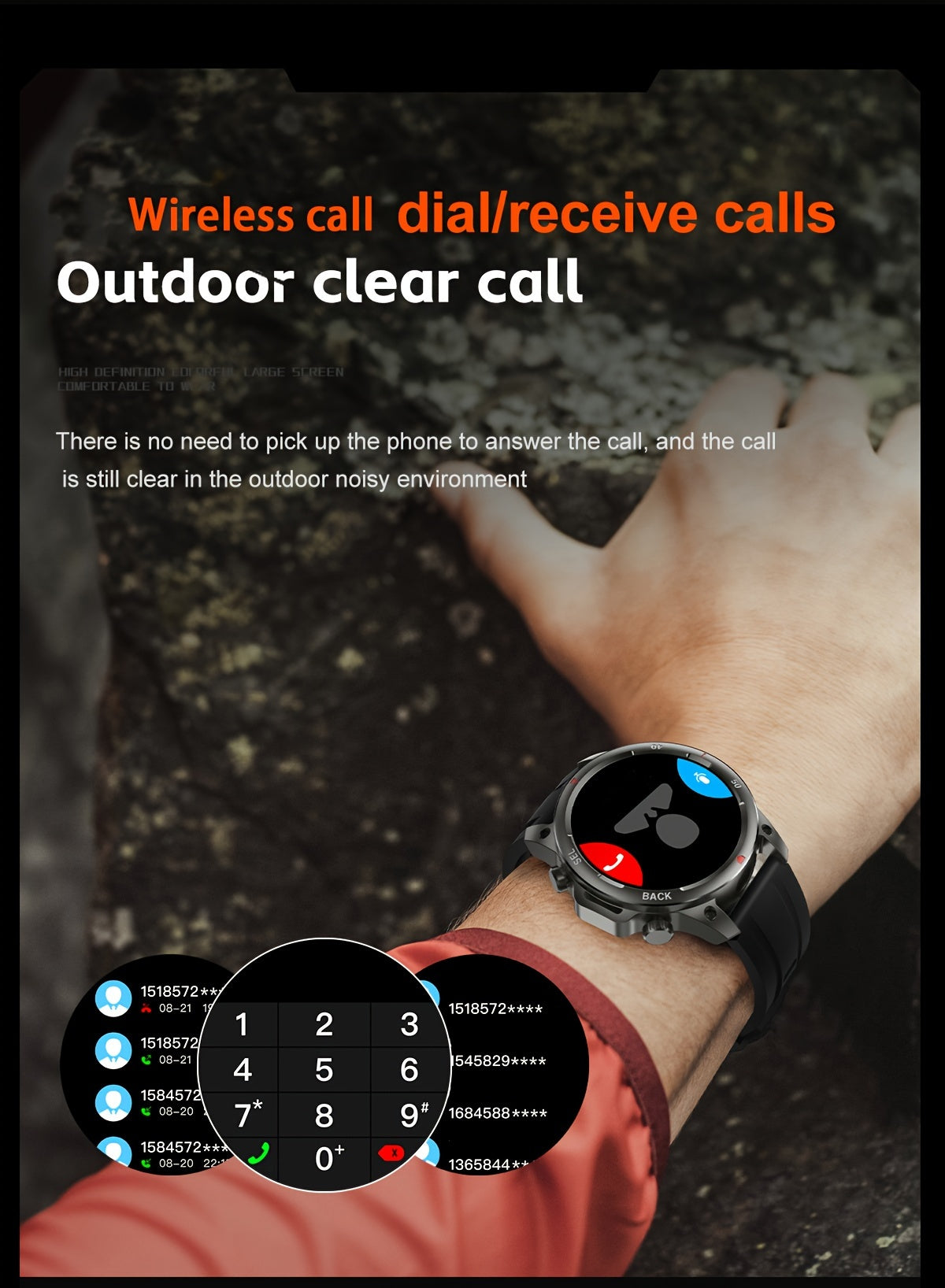 2024 New GPS Motion Trajectory Smart Watch for Men LED Lighting 360*360 HD Screen AI Voice Wireless Call NFC Smartwatch, Compass Sport Fitness Tracker Watches Outdoor Sports Smart Watch for Men Father's Day Gift