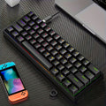 Wired Mechanical Keyboard 61-Key, Cyan Shaft, RGB Backlit, Double Shot Keycaps, Compact Gaming Keyboard with USB Cable, Suitable for PC Mac Gamers and Business Travelers