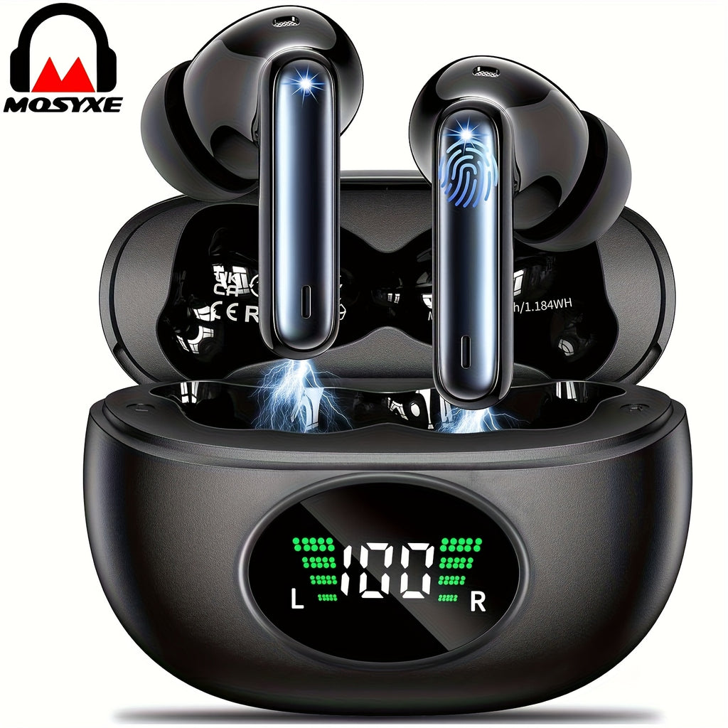 Bluetooth Earphones, Bluetooth Earbuds, In Ear Earphones, Wireless Earphones, with LED Power Display Charging Case, Bluetooth 5.4 Earphones, True Wireless Bluetooth Earphones, Playback Time Of 40 Hours, Wireless Noise Cancelling Microphone, Deep Bass