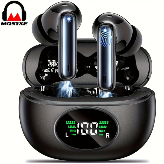 Bluetooth Earphones, Bluetooth Earbuds, In Ear Earphones, Wireless Earphones, with LED Power Display Charging Case, Bluetooth 5.4 Earphones, True Wireless Bluetooth Earphones, Playback Time Of 40 Hours, Wireless Noise Cancelling Microphone, Deep Bass