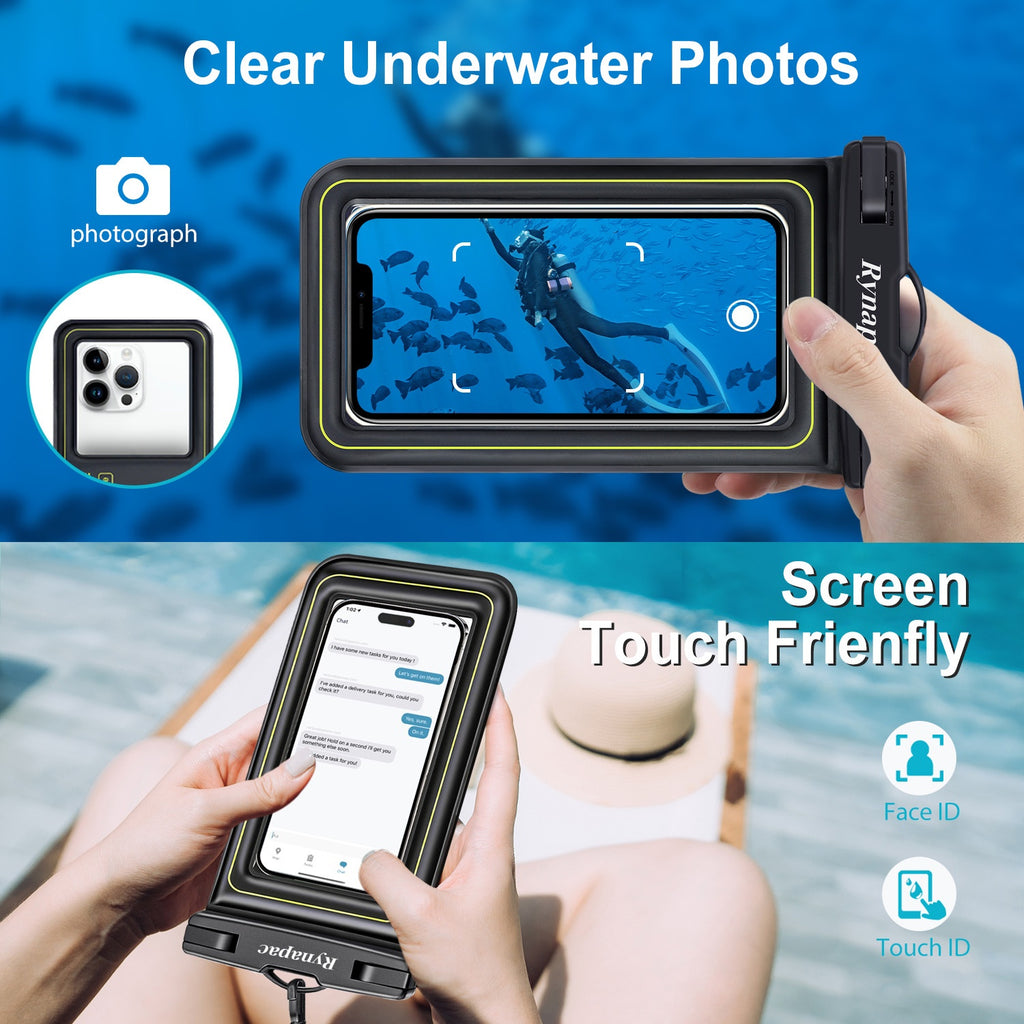 [2pcs Floating Phone Bag] Rynapac 2pcs Floating Phone Bag for IPhone16 15 14 13 12 11 Pro Max Phone Dry Bag for All Mobile Phones, Beach Water Park Universal Floating Bag