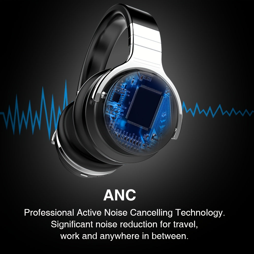 Active Noise Cancelling Headphones Wireless Headphones with Microphone Deep Bass, Over Ear Headphone, Comfortable Protein Earpads, 30 Hours Playtime