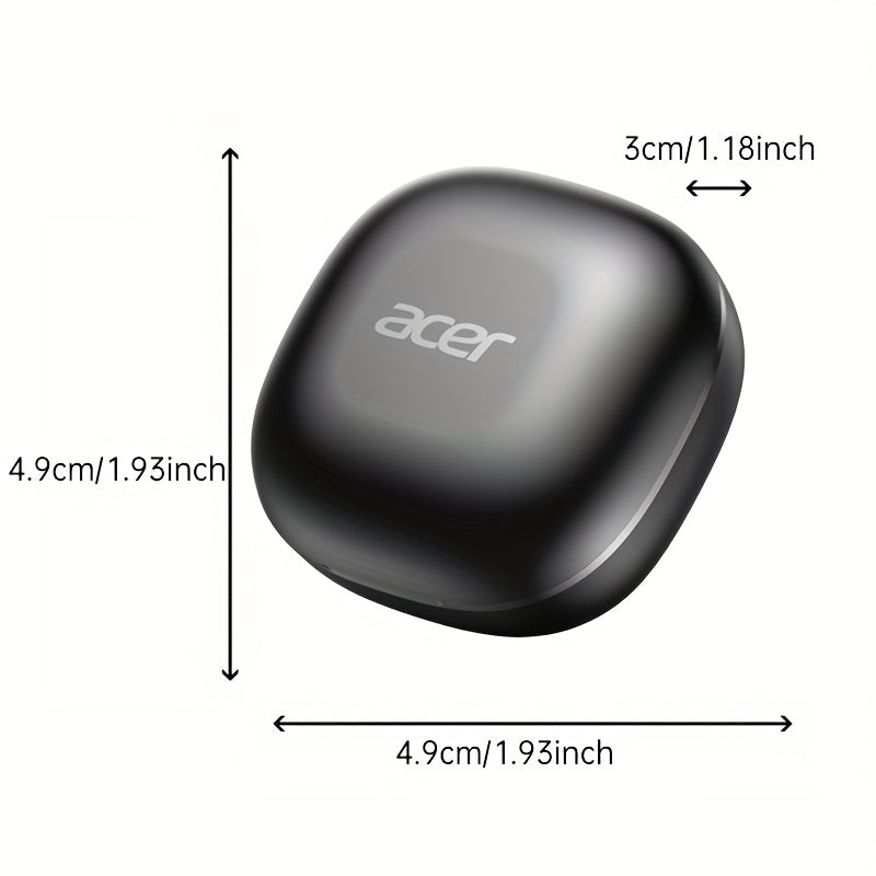 ACER TWS Wireless Earbuds with Deep Noise Reduction - 50H Long Standby, Low Latency, HIFI Stereo Sound, Touch Control, Rechargeable Lithium Battery, Ideal for Running & Sports, Sports Headphones|Ergonomic Design|Durable Plastic