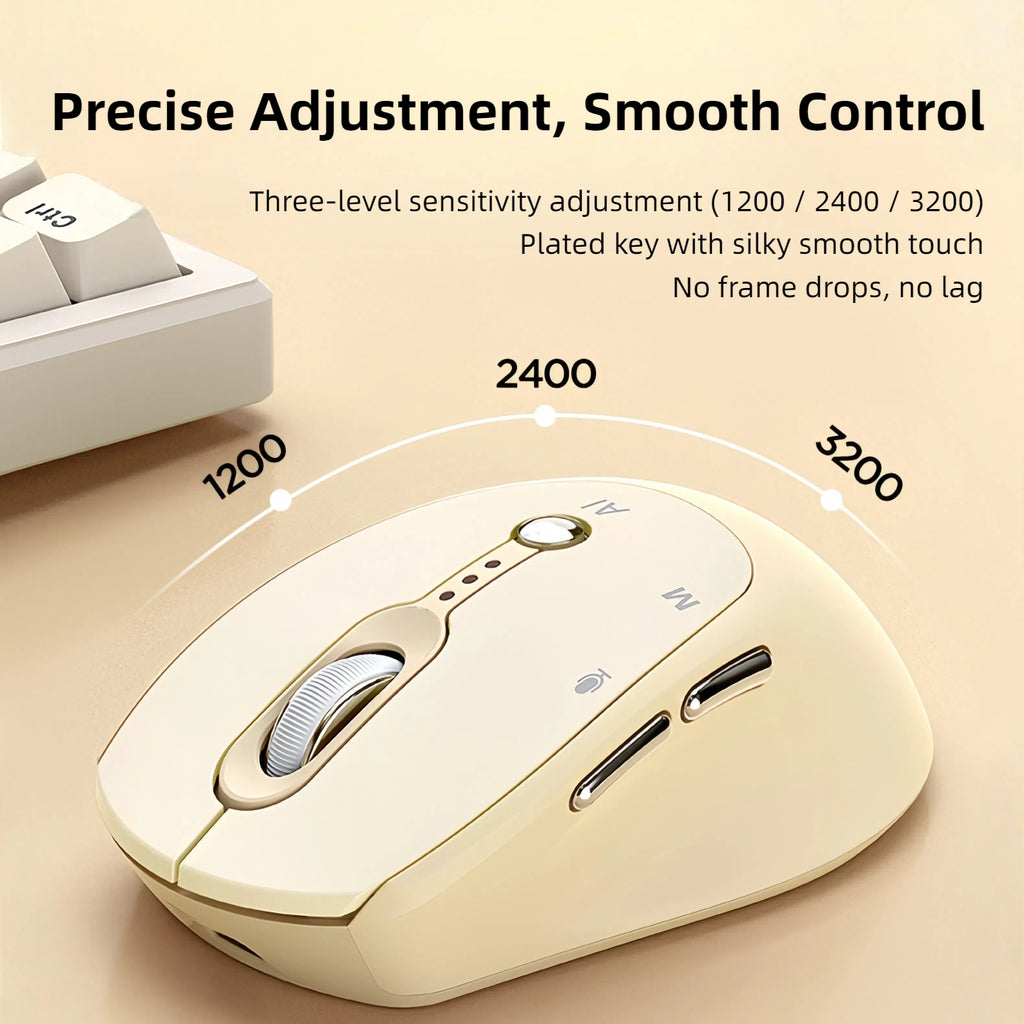 Next-Gen AI Voice Wireless Mouse, Includes Smart AI Office Assistant, One-Click Voice-to-Text Input, Multi-Language Real-Time Translation, AI Writing & PPT Creation, T-WOLF Silent Wireless + 2.4G Dual Mode, Rechargeable With Battery Display