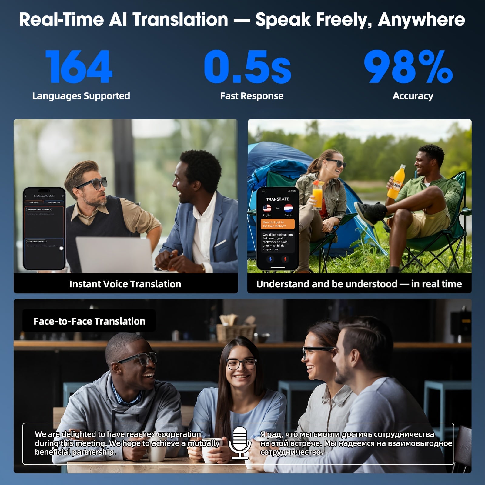 Smart Camera Glasses, 8MP HD Video Recording Glasses (with Audio Function), Wireless Camera With Photochromic Lenses, Real-time Translation, Voice Assistant, Object Recognition, Hands-free Music And Calls.