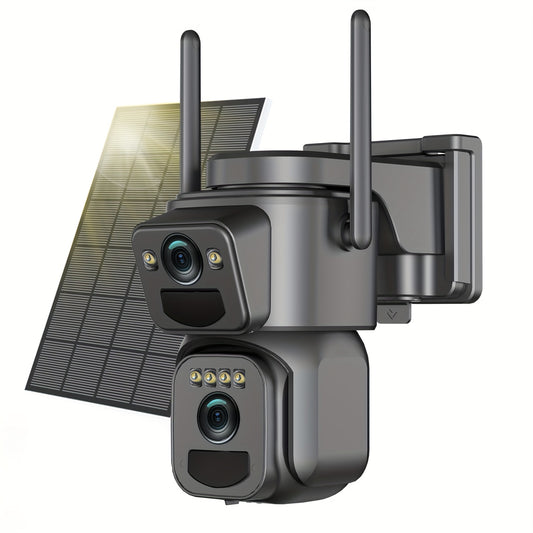 IP66 Waterproof [10x Zoom] 360-degree Low-power CCTV Solar Panel Battery 2K WiFi Camera With Spotlight Alarm, Motion Detection, Color Night Vision, Two-way Audio
