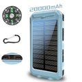 20000Mah USB Portable Charger Solar Power Bank, Dual 5V USB Port Output for All Mobile Devices Built-In Flashlight with Compass for Outdoor Camping Emergency Use, Power Bank Portable Portable Power Bank Solar Power Bank Battery Power Bank