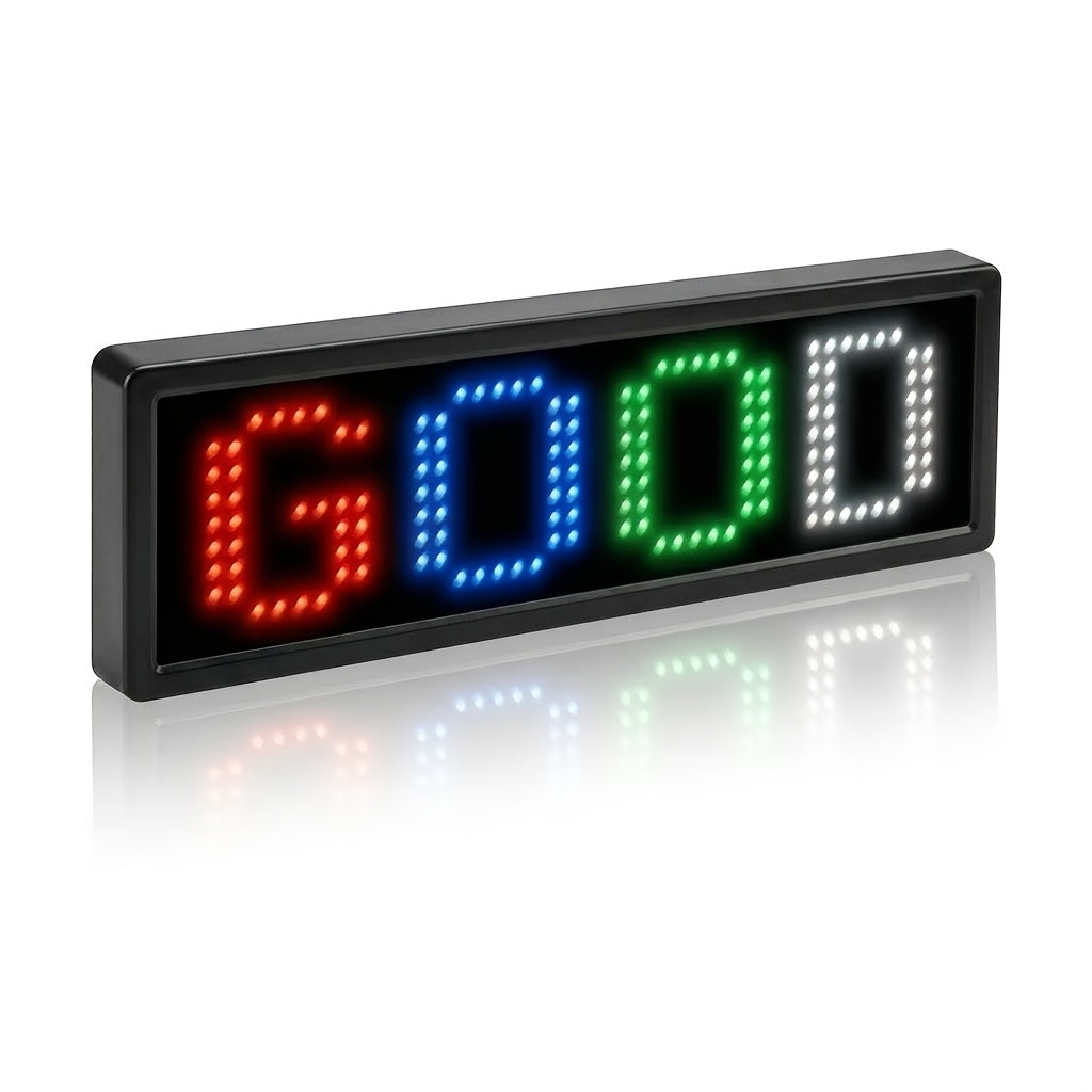 [Portable Signage] Wireless App-Controlled LED Badge with Programming - Rechargeable Scrolling Text/Logo, 48x12 Pixel Dynamic Display for Parties, Trade Shows, Events - Portable Signage Suitable for Restaurants, Shops, Hotels, Gifts