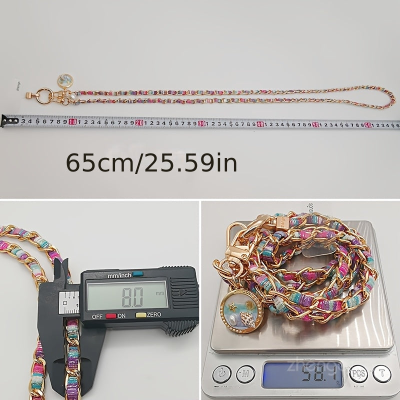 2026 New Model, Long Strap for Carrying Mobile Phone, Metal Chain with Painted Fabric Strap, Fashionable for Ladies, Suitable for Outdoor Shopping and General Use