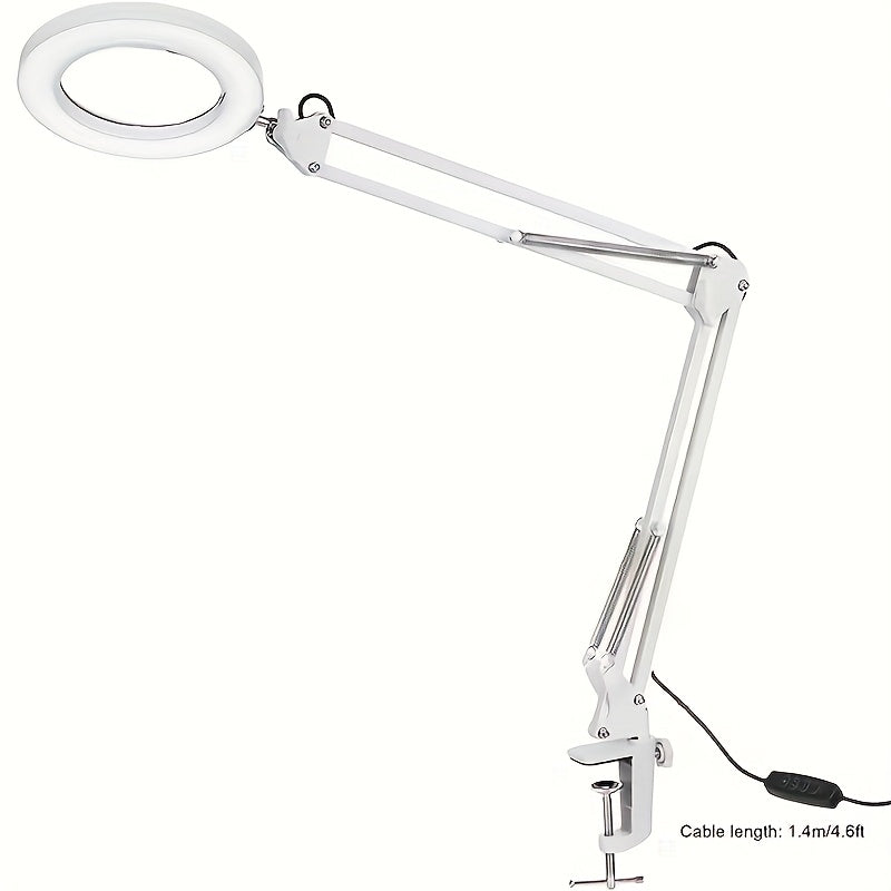 2025 NEWS-1pc 15X Magnification LED Table Lamp, Desk Lamp LED Reading Light With Clip And Flexible Arm, USB-powered, Energy-efficient, And Easy To Assemble, For Reading, Manicure, Eyelashes, Grooming, Sewing, Inspections, And Precision Work