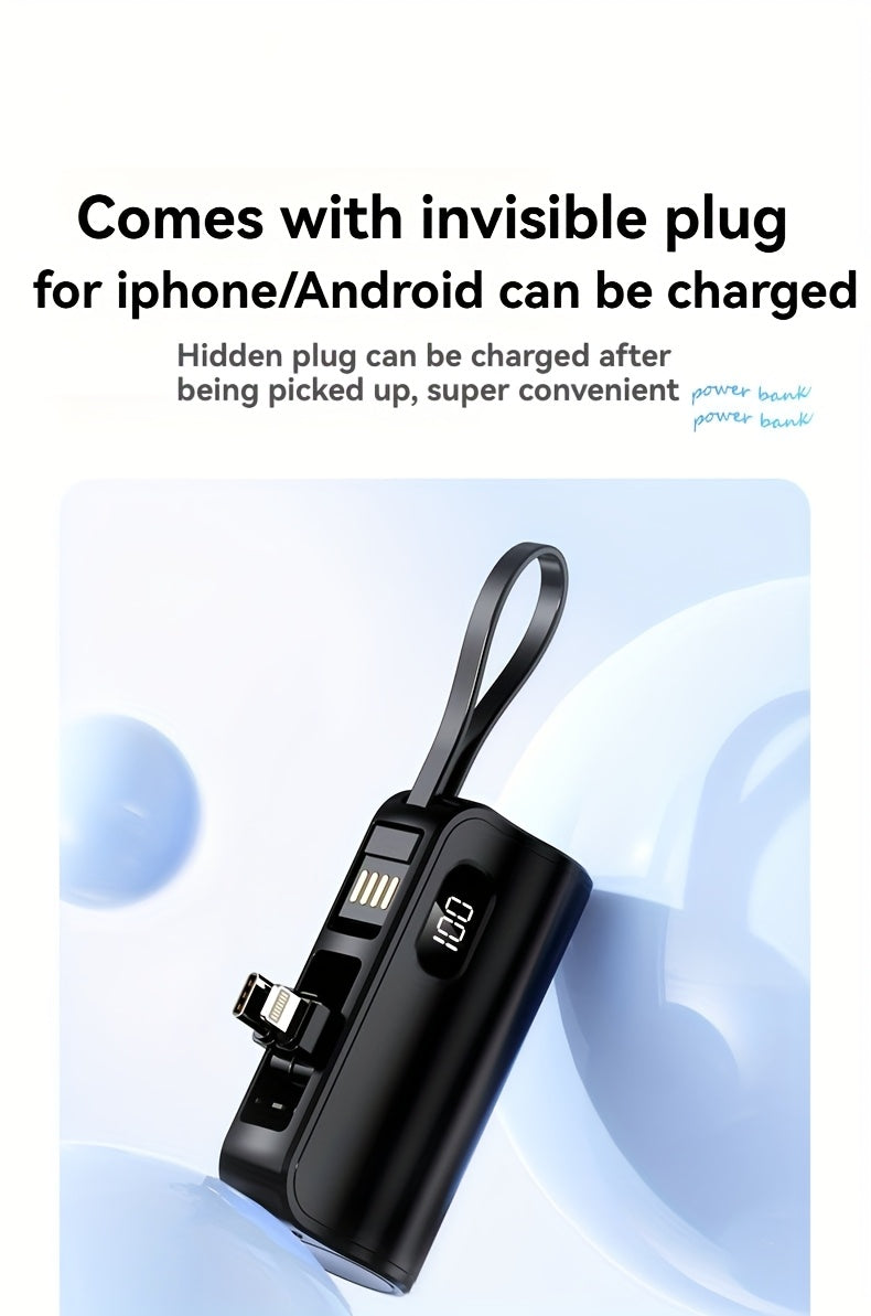 2026 New Model, 3-in-1 Mini Power Bank 6000mAh Mobile Power, Built-in USB-C And For IPhone Dual Charging Plugs 22.5w Fast Charging, LCD Display, With Phone Stand And USB Charging Cable, Compatible With Various Phones And Other Electronic Devices