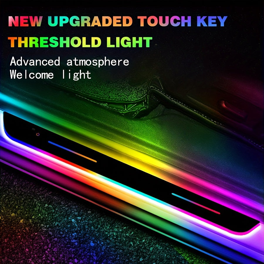 4 LED Threshold Lights, No Wiring, 7 Preset Lighting Colors, Automatic Sensing, Wireless Door Welcome Lights, Car Threshold Pedal Lights, Welcome Door Lights, Suitable for Giving Birthday Gifts to Men And Women