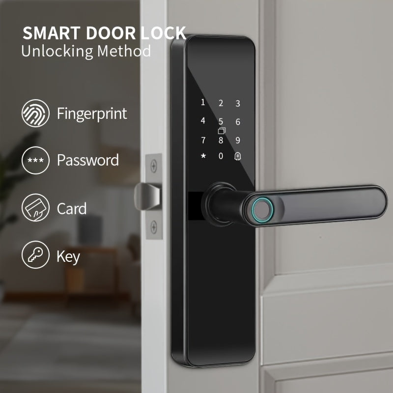 Smart Door Lock, Biometric Keyless Entry Door Lock, with Application, Keyless Entry Door Lock, Fingerprint Door Lock, with Numeric Keypad, WiFi Smart Fingerprint Door Lock, with Wide-angle Camera Suitable for Homes, Rentals, Offices, And Hotels