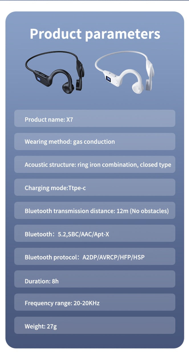 Menzluio Open Sports Headphones with Microphone, Sports Headphones with A Long Battery Life Of 15 Hours True Wireless Headphones, Suitable for Running, Exercising, Cycling