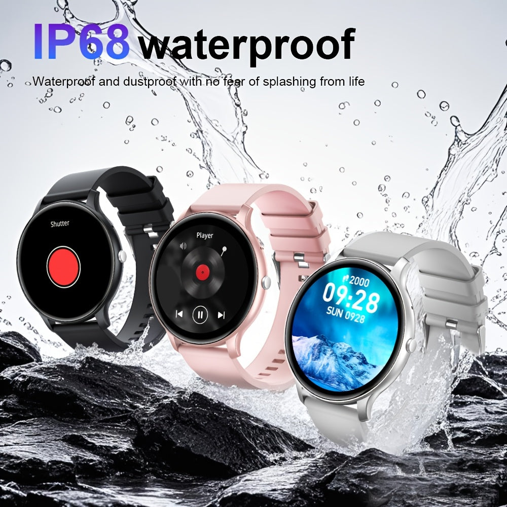 GWENLAND Smart Watch Compatible for with SIM-Free Wireless Calling, Music Control, IP68 Fitness Tracker Smartwatch, Step Counter/Pedometer, Distance Meter, 100+ Sport Modes, Rechargeable Battery, Compatible for Smartphone