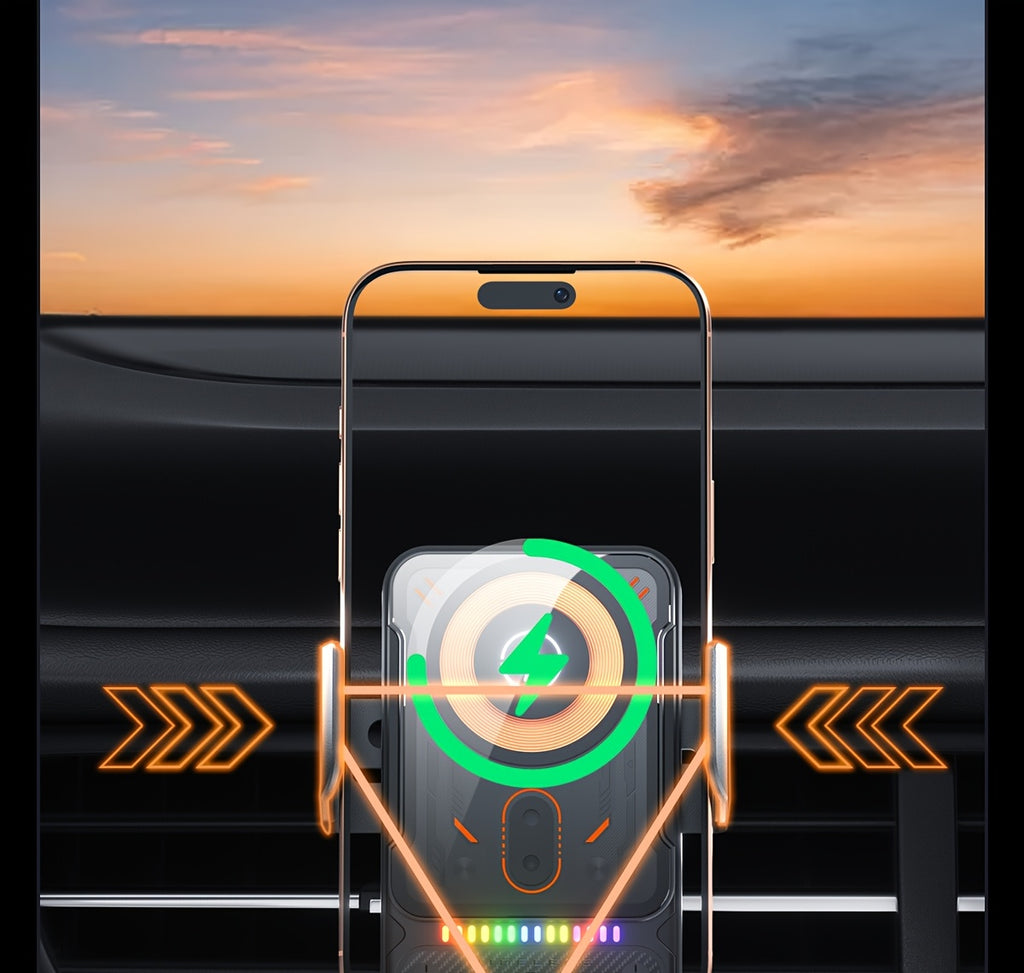 [15W Fast Charge Car Holder] 15W Fast Charge Auto-Sensing Car Wireless Charging Holder | Smart Alignment, Case Friendly, Rotating Magnetic Air Vent Phone Mount for iPhone And All Qi-Compatible Devices