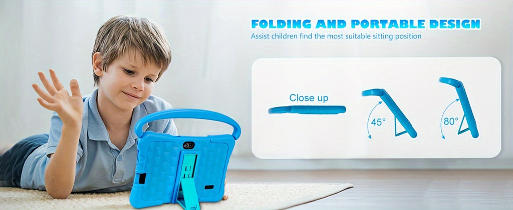 7 Inch Kids Tablet, 2GB RAM 32GB ROM Android 14, 2.4G WiFi, GMS, Eye Protection, Parental Control, Educational, Silicone Case