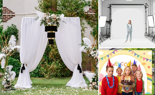 10x10FT Background Stand | 2 Adjustable Backdrop Supports, 4 Crossbars, 4 Clamps, Iron Material, Carrying Bag for Photo Video Studio, Parties Decoration