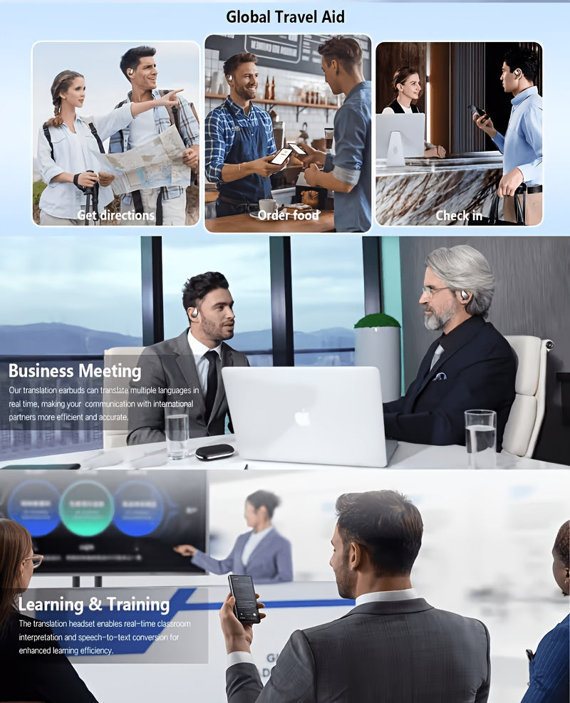 AI Language Translator Earbuds, OWS Real-Time 3-in-1 Translation Earbuds 156 Languages & Accents, Translation Device For Travel Business Learning, Wireless 6.0 Wireless Earbuds, Headphones, Audifonos, Openearbuds